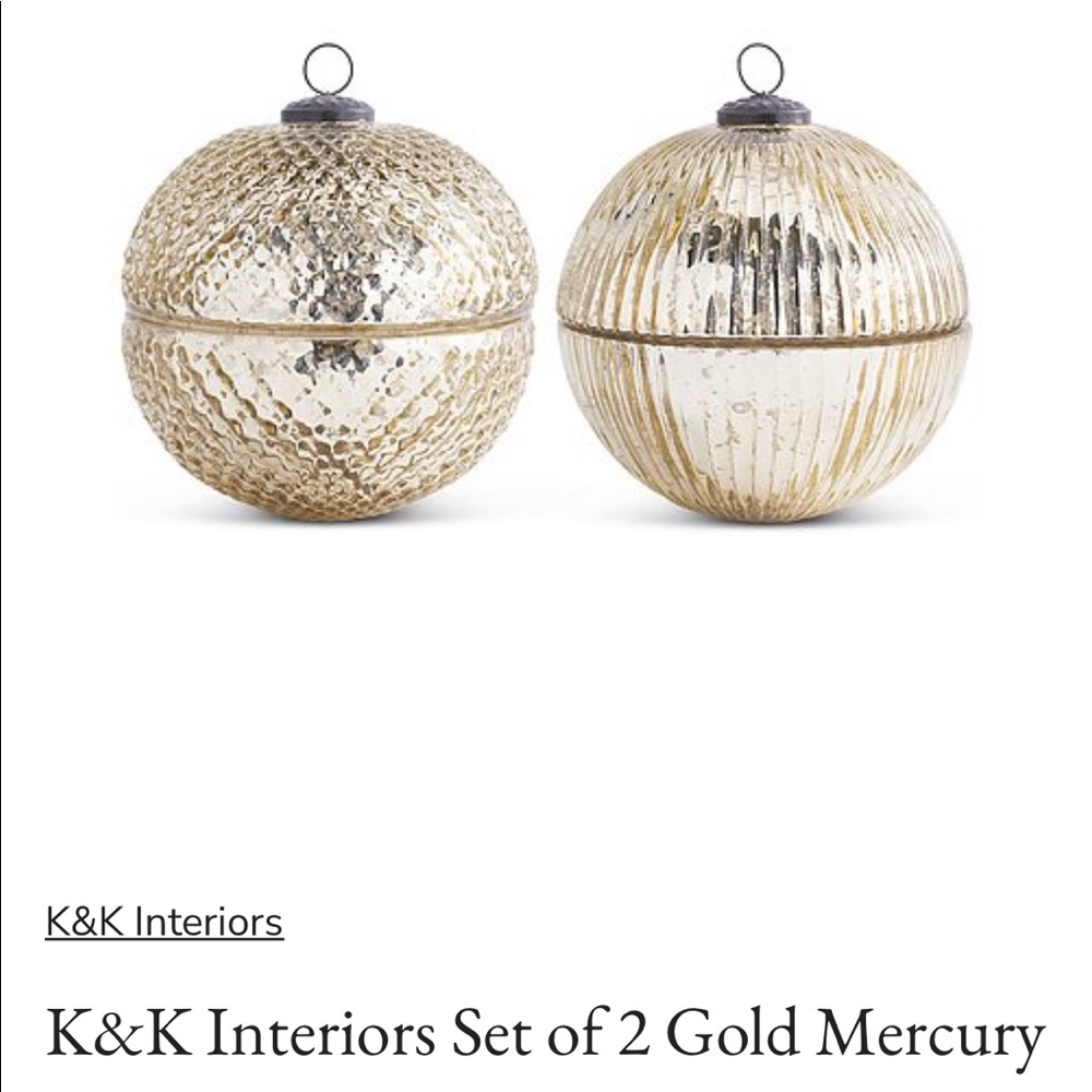 Set of 2 Gold Glass Ornament Candles